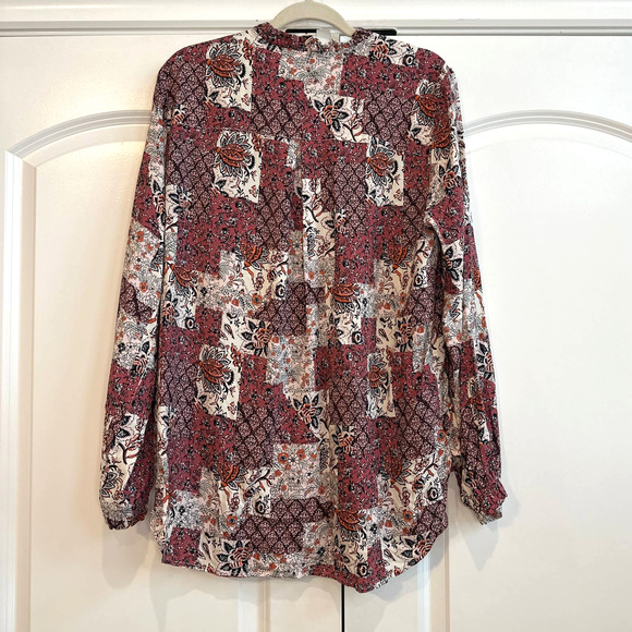 Jane and Delancey Size Large Pink / Mauve Tones Floral Boho Popover Blouse - Picture 6 of 6